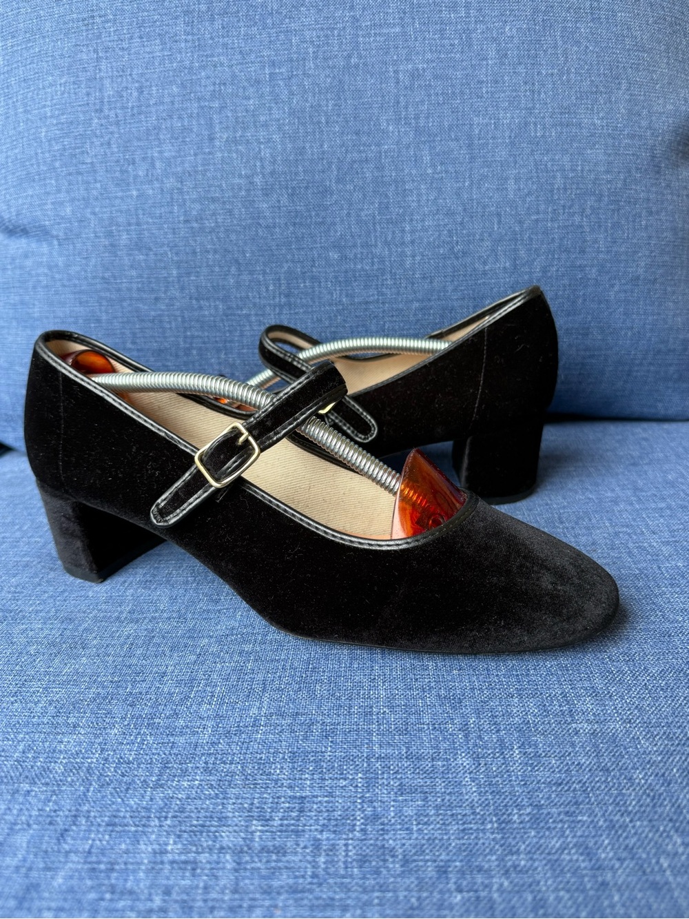 J. Crew Kate Velvet Mary Jane Pumps 10 Block Heel